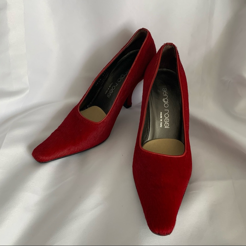 Sergio Rossi Red Pony Hair Heels